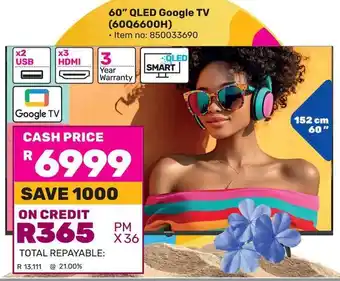 Game SKYWORTH 60" QLED Google TV offer