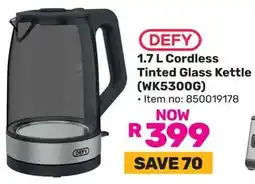 Game DEFY Cordless Tinted Glass Kettle offer