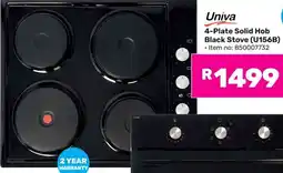 Game Univa 4-Plate Solid Hob Black Stove offer