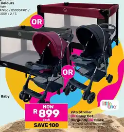 Game Little One Vito Stroller OR Camp Cot Burgundy OR Black offer