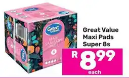 Game Great Value Maxi Pads Super offer