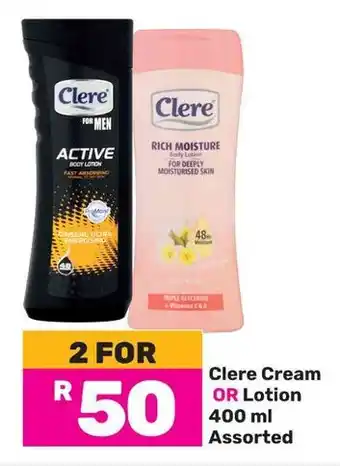 Game Clere Cream OR Lotion Assorted offer