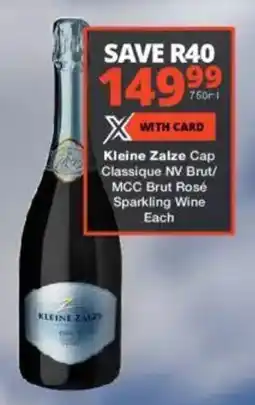 Checkers Liquor Shop Kleine Zalze Cap Classique NV Brut/ MCC Brut Rosé Sparkling Wine offer