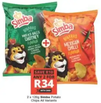 Checkers Simba Potato Chips All Variants offer