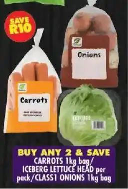 Shoprite Carrots/ iceberg lettuce head/ class 1 onions offer