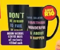 Shoprite Neon words coffee mug offer
