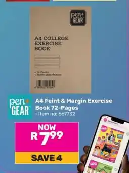 Game pen+GEAR A4 Feint & Margin Exercise Book 72-Pages offer