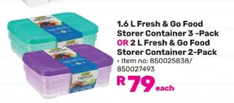 Game 1.6 L Fresh & Go Food Storer Container 3-Pack OR 2 L Fresh & Go Food Storer Container 2-Pack offer
