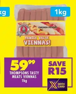 Shoprite THOMPSONS TASTY MEATS VIENNAS 1kg offer