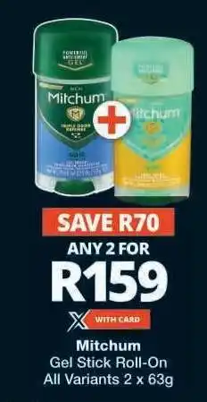 Checkers Mitchum Gel Stick Roll-On offer