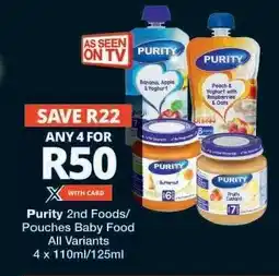 Checkers Purity 2nd Foods/Pouches Baby Food offer