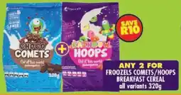 Shoprite Froozels comets/ hoops breakfast cereal offer