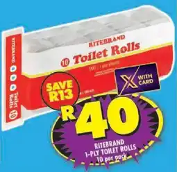 Shoprite Ritebrand 1-ply toilet rolls offer