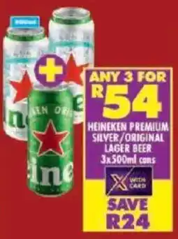 Shoprite Heineken premium silver/ original lager beer cans offer