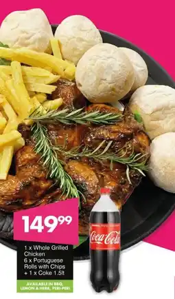Save Hyper Whole Grilled Chicken + Portuguese Rolls with Chips + Coke offer