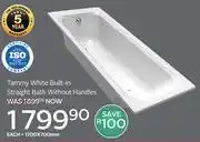 CTM Tammy White Built In Straight Bath Without Handles-1700 x 700mm Each offer