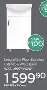 CTM Lebo White Floor Standing Cabinet & White Basin 450mm-Per Set offer