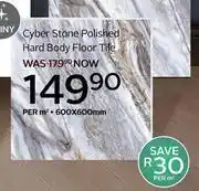 Cyber Stone Polished Hard Body Floor Tile 600 x 600mm-Per Sqm