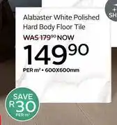 CTM Alabaster White Polished Hard Body Floor Tile 600 x 600mm-Per Sqm offer