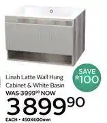 CTM Linah Latte Wall Hung Cabinet & White Basin 450 x 600mm offer