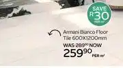 CTM Armani Bianco Floor Tile 600 x 1200mm-Per Sqm offer