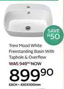 CTM Trevi Mood White Freestanding Basin With Taphole & Overflow 450 x 500mm-Each offer