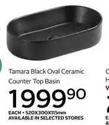 CTM Tamara Black Oval Ceramic Counter Top Basin 520 x 300 x 115mm-Each offer