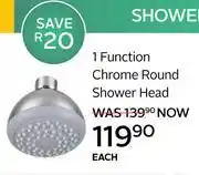 CTM 1 Function Chrome Round Shower Head-Each offer