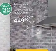 CTM Subway Vera Gris Glossy Ceramic Wall Tile 75 x 300mm-Per Sqm offer