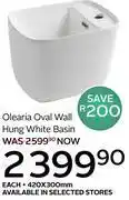 CTM Olearia Oval Wall Hung White Basin 420 x 300mm-Each offer