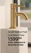 CTM Amalfi Komati Matt Gold Basin Mixer-Each offer