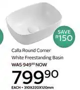 CTM Calla Round Corner White Freestanding Basin 310 x 220 x 120mm-Each offer