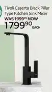 CTM Tivoli Caserta Black Pillar Type Kitchen Sink Mixer-Each offer