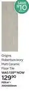 CTM Origins Robertson Ivory Matt Ceramic Floor Tile 200 x 600mm-Per Sqm offer