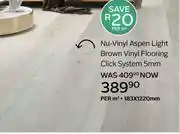 CTM Nu Vinyl Aspen Light Brown Vinyl Flooring Click System 5mm 183 x 1220mm-Per Sqm offer
