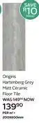 CTM Origins Hartenberg Grey Matt Ceramic Floor Tile 200 x 600mm-Per Sqm offer