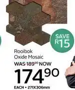 CTM Rooibok Oxide Mosaic 271 x 306mm-Each offer