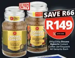 Checkers Douwe Egberts Instant Coffee Jar/ Doypack offer
