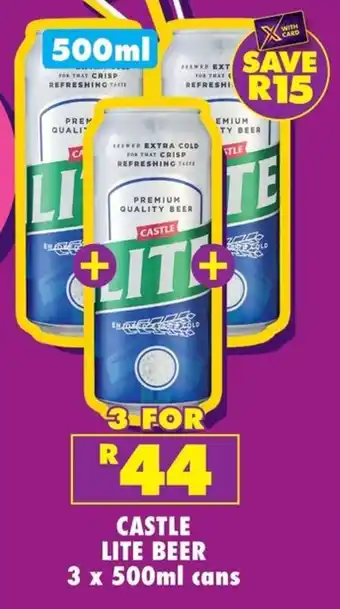 Shoprite Liquor Castle lite beer cans offer