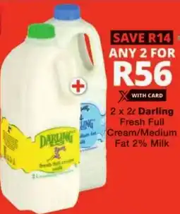 Checkers Darling Fresh Full Cream/ Medium Fat 2% Milk offer