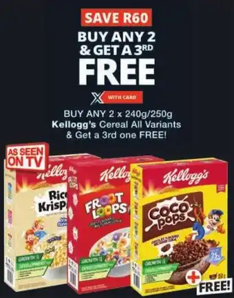 Checkers Kellogg's Cereal All Variants offer