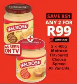 Checkers Melrose Flavoured Cheese Spread All Variants offer