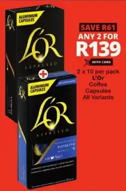 Checkers L'Or Coffee Capsules All Variants offer