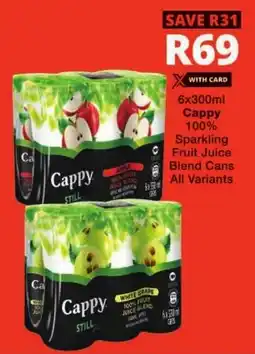 Checkers Cappy 100% Sparkling Fruit Juice Blend Cans All Variants offer