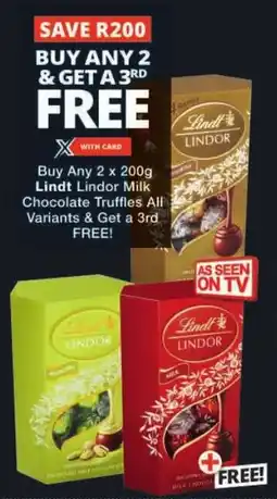 Checkers Lindt Lindor Milk Chocolate Truffles All Variants offer