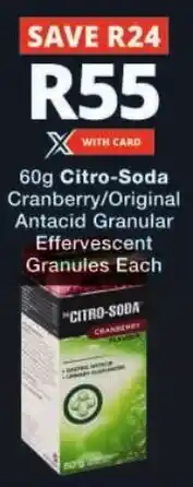 Checkers Citro-Soda Cranberry/ Original Antacid Granular Effervescent Granules offer