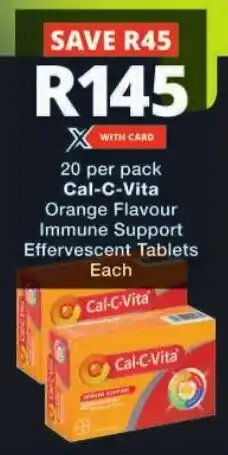 Checkers Cal-C-Vita Orange Flavour Immune Support Effervescent Tablets offer
