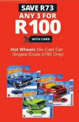 Checkers Hot Wheels Die-Cast Car + Singles offer