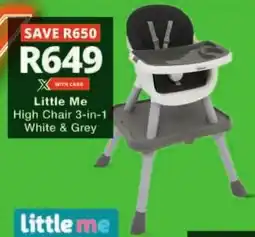 Checkers Little Me High Chair 3-in-1 White & Grey offer