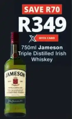 Checkers Jameson Triple Distilled Irish Whiskey offer